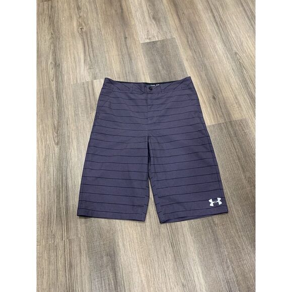 Under Armour Men's Heat Gear Hybrid Shorts‎ Size 30 Blue Striped - Picture 1 of 7